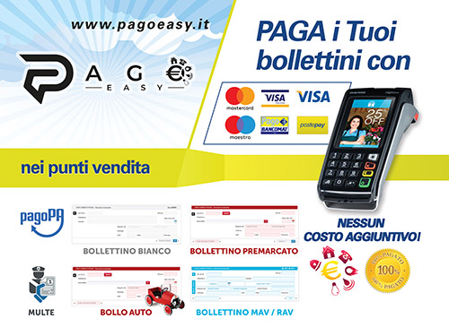 Adesivo 'Paga i tuoi bollettini con POS'